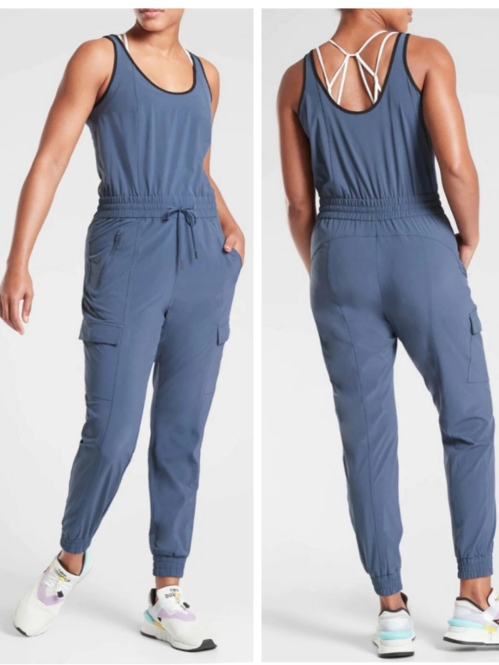 Athleta Unbound Jumpsuit Iron Blue Womens Size XS READ